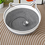 Enclosed Cat Bed with Scratching Pad and Removable Cushion