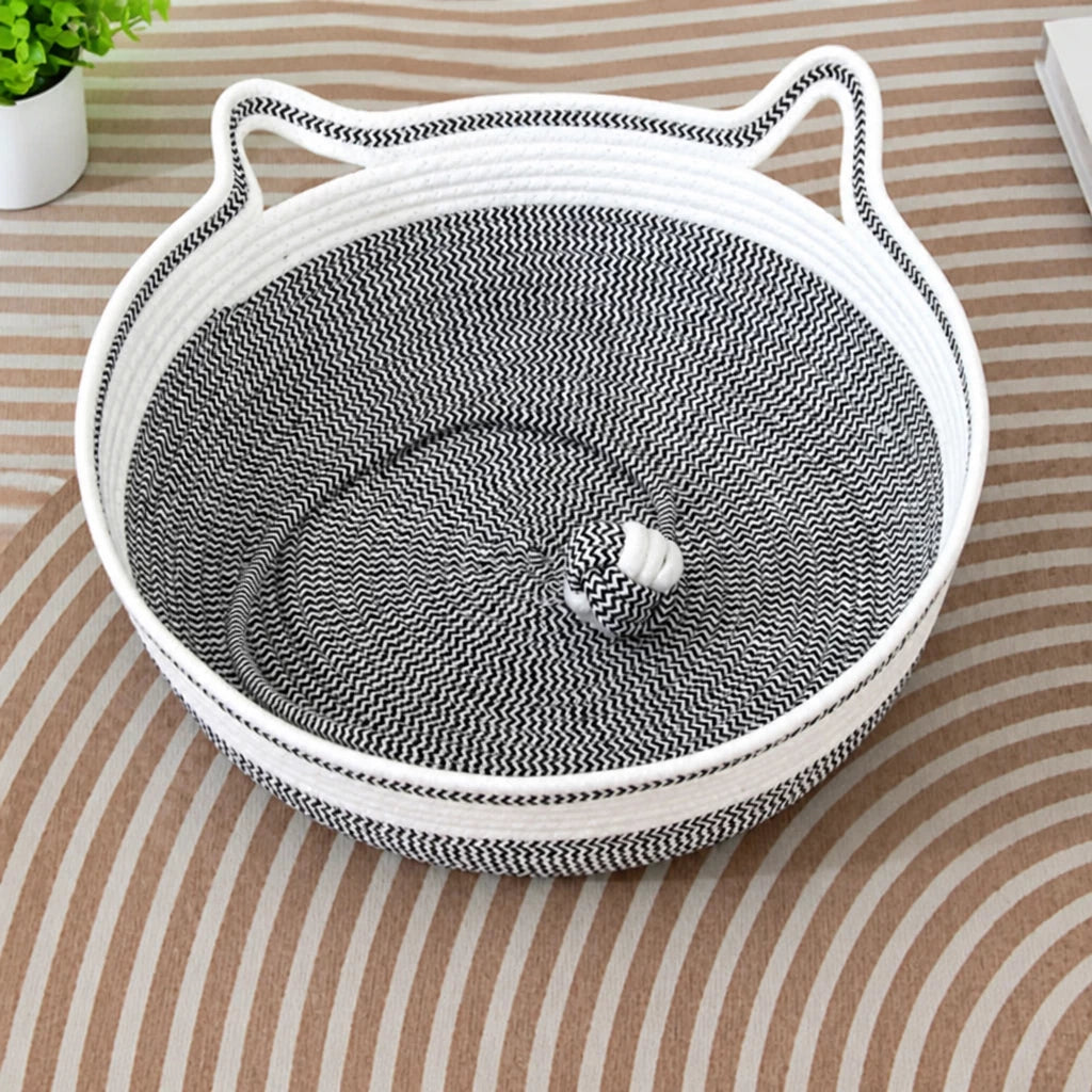 Enclosed Cat Bed with Scratching Pad and Removable Cushion
