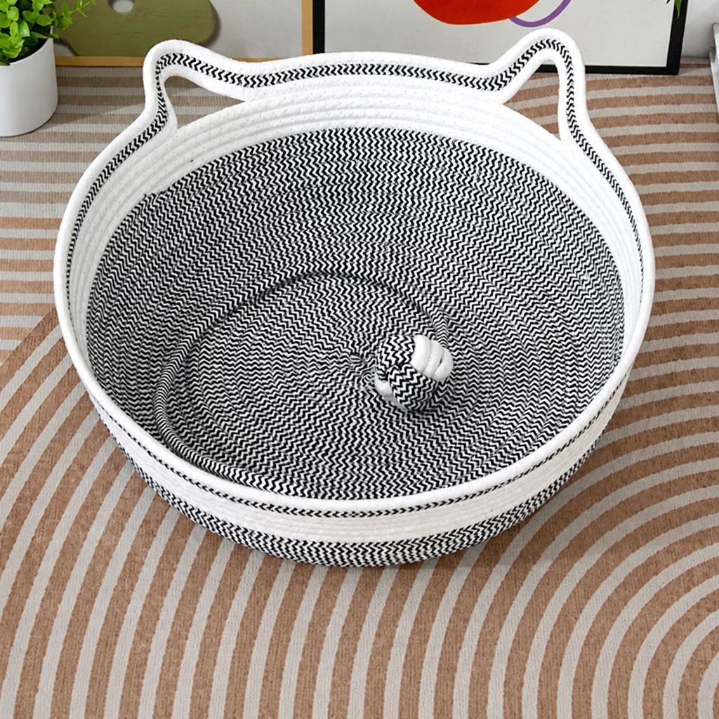 Enclosed Cat Bed with Scratching Pad and Removable Cushion