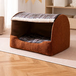 Enclosed Dog Bed with House-Style Design