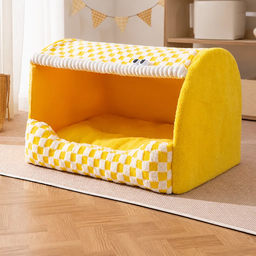 Enclosed Dog Bed with House-Style Design