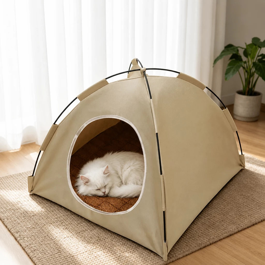 Semi-Enclosed Tent Bed for Cats and Small Dogs