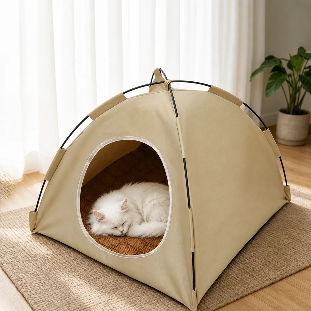 Semi-Enclosed Tent Bed for Cats and Small Dogs