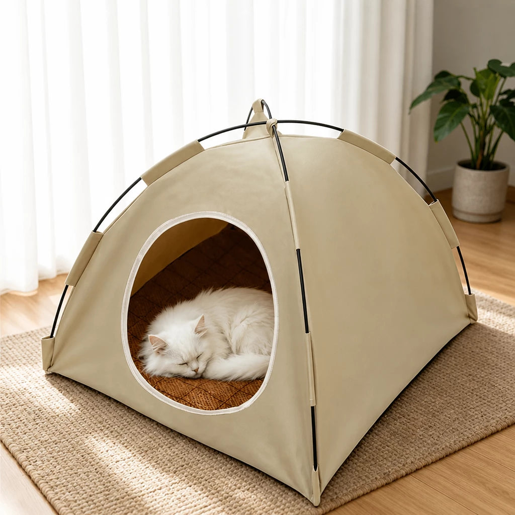 Semi-Enclosed Tent Bed for Cats and Small Dogs