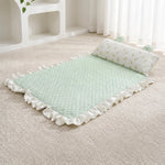 Cotton-Linen Pet Mat with Bunny-Ear Pillow for Cats and Dogs