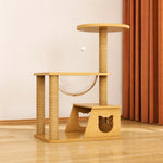 Cat Tree with Enclosed Cat House and Scratching Board