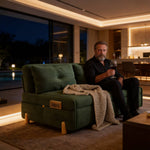 Stylish Solid Wood Corduroy Sofa in Elegant Green - Perfect for Modern Living Rooms fdh-3110(副本)