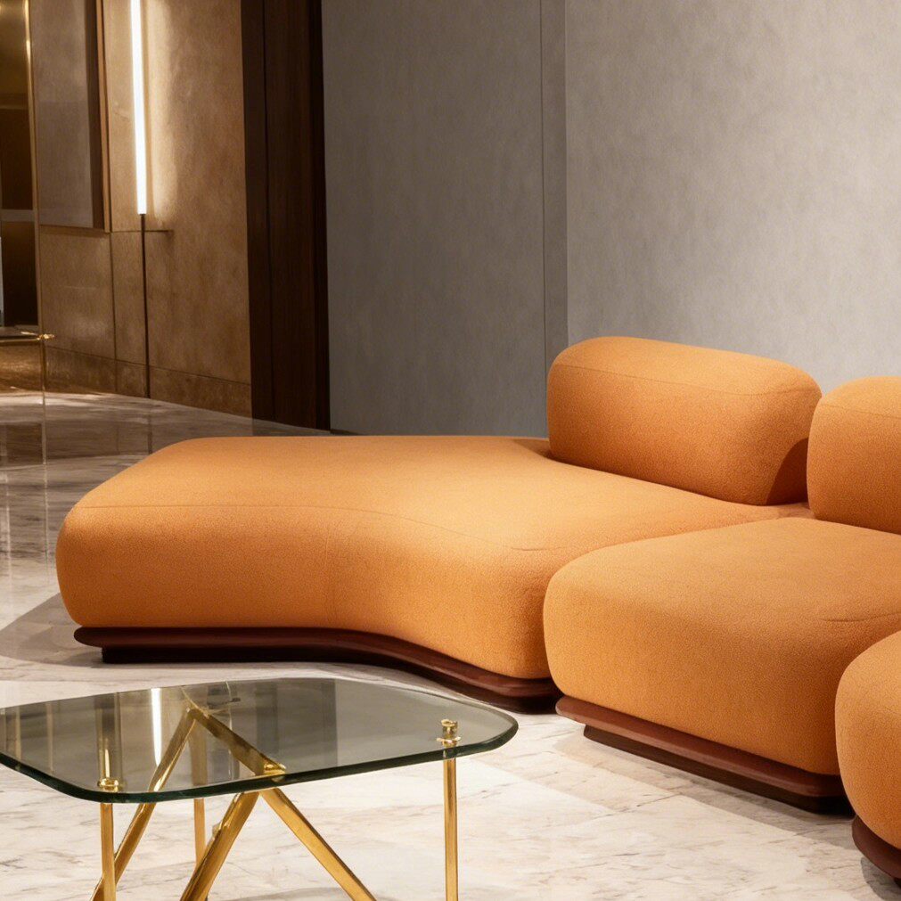 Understated Luxury Italian Minimalist Solid Wood Curved Sofa for Living Room kjmx-0209-50