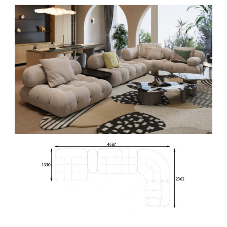 Italian Minimalist Modular Sectional Sofa, Large Multi-Directional Configurable Couch la-0209-54