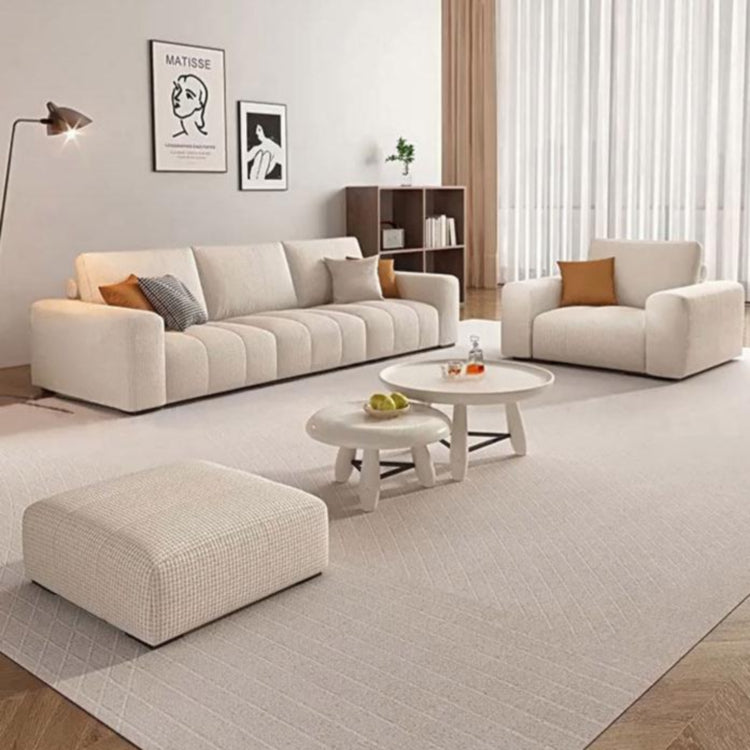Modern Minimalist Cream Cotton-Linen Fabric Sofa, Straight-Line 3-Seater for Living Room lm-0207-49