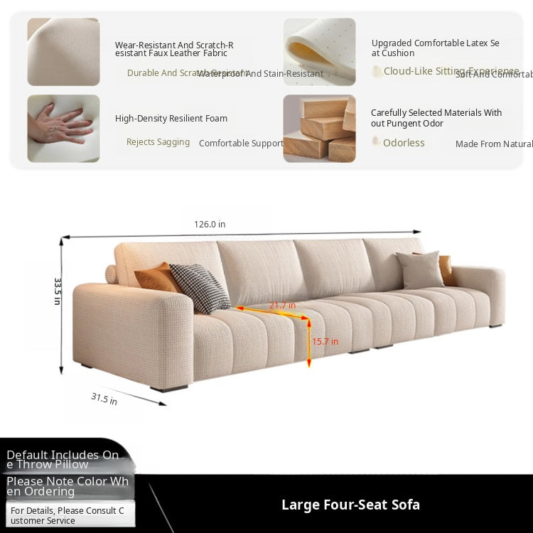 Modern Minimalist Cream Cotton-Linen Fabric Sofa, Straight-Line 3-Seater for Living Room lm-0207-49