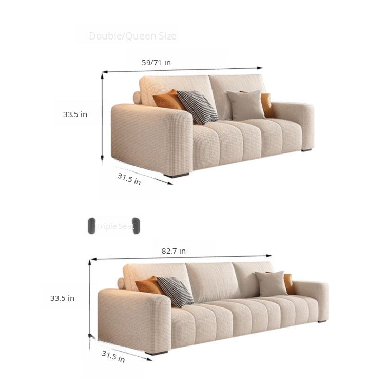 Modern Minimalist Cream Cotton-Linen Fabric Sofa, Straight-Line 3-Seater for Living Room lm-0207-49