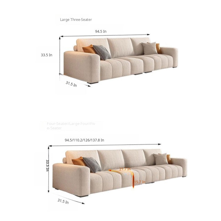Modern Minimalist Cream Cotton-Linen Fabric Sofa, Straight-Line 3-Seater for Living Room lm-0207-49
