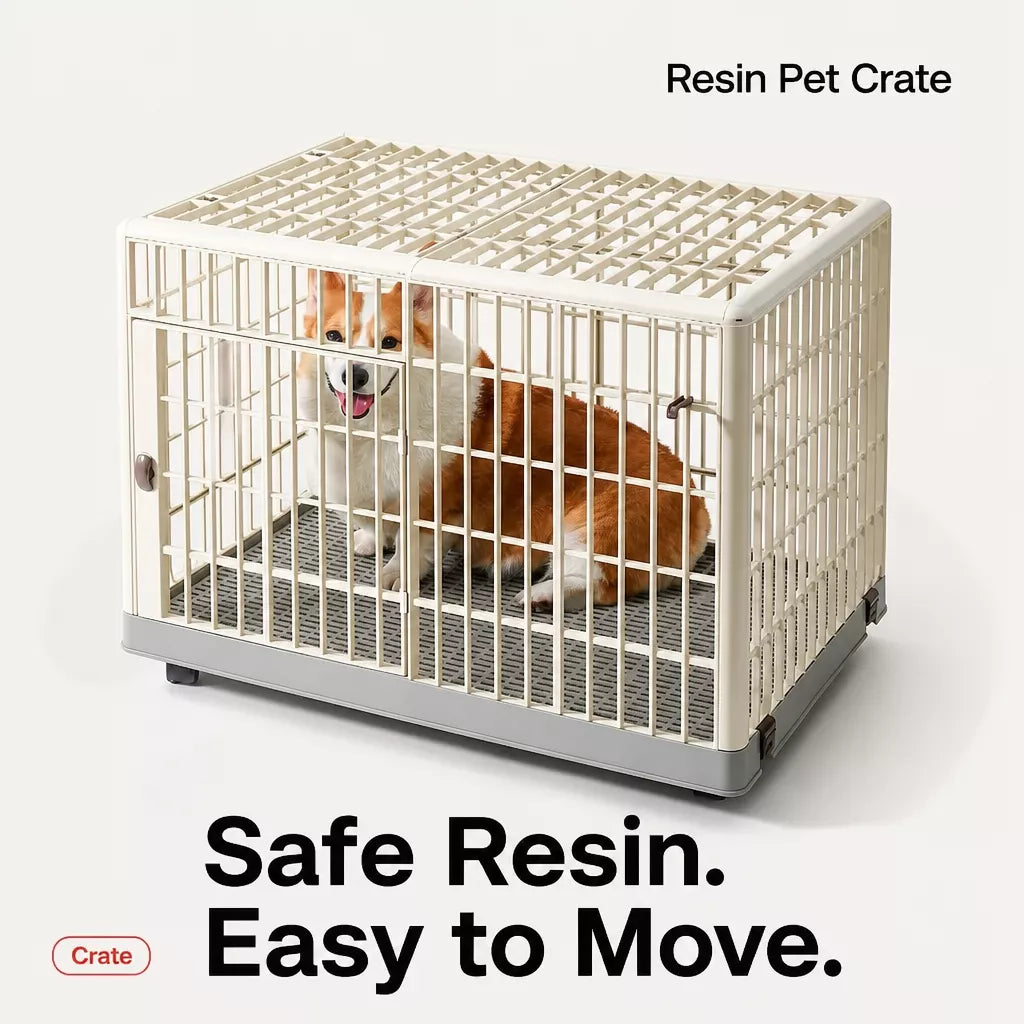 Indoor Resin Pet Crate for Small to Medium Dogs