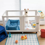 Indoor Pet Playpen with Rolling Panels and Door