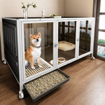Small to Medium Dog Crate with Integrated Potty Area
