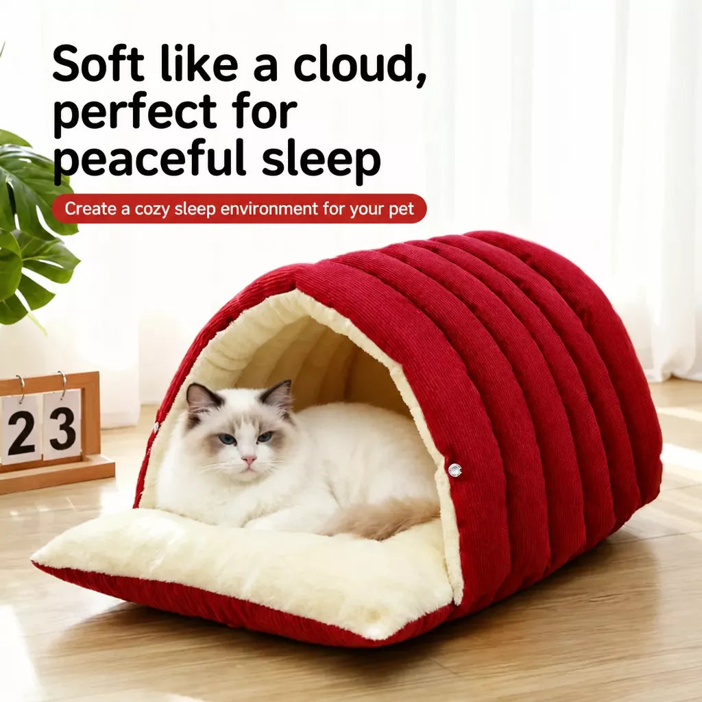 Semi-Enclosed EPE Foam Pet Bed for Cats and Small Dogs
