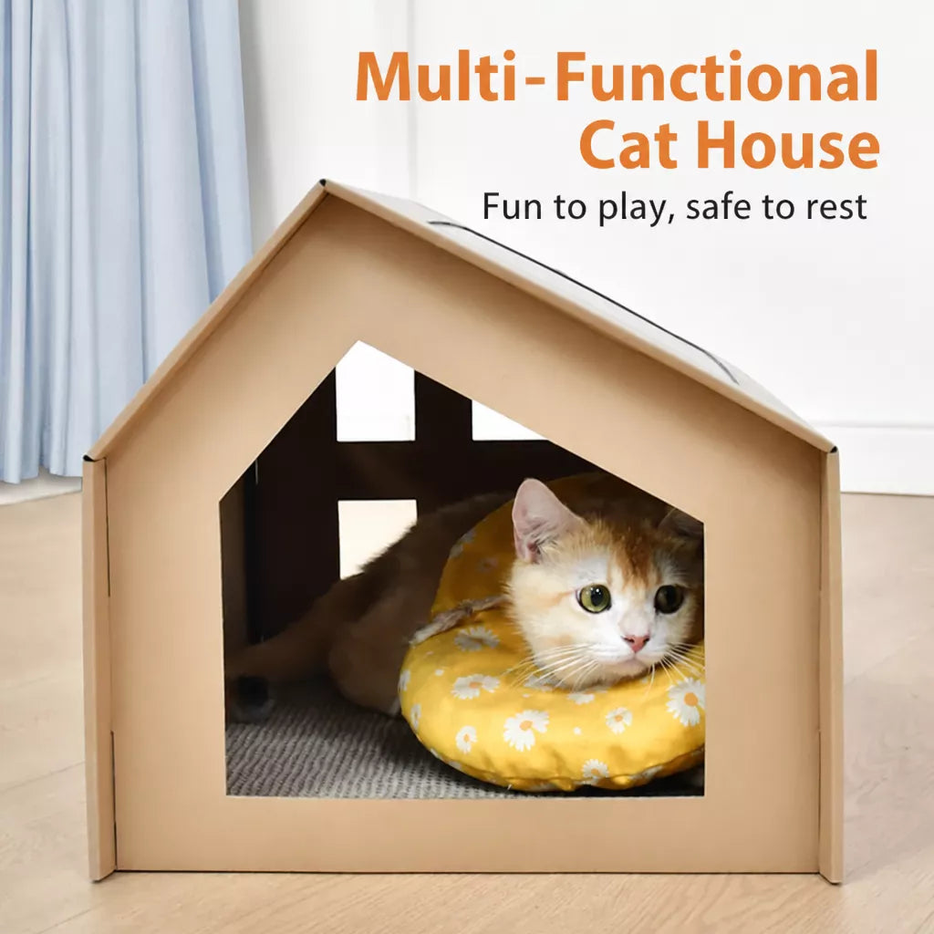 Corrugated Cardboard Cat House and Scratcher