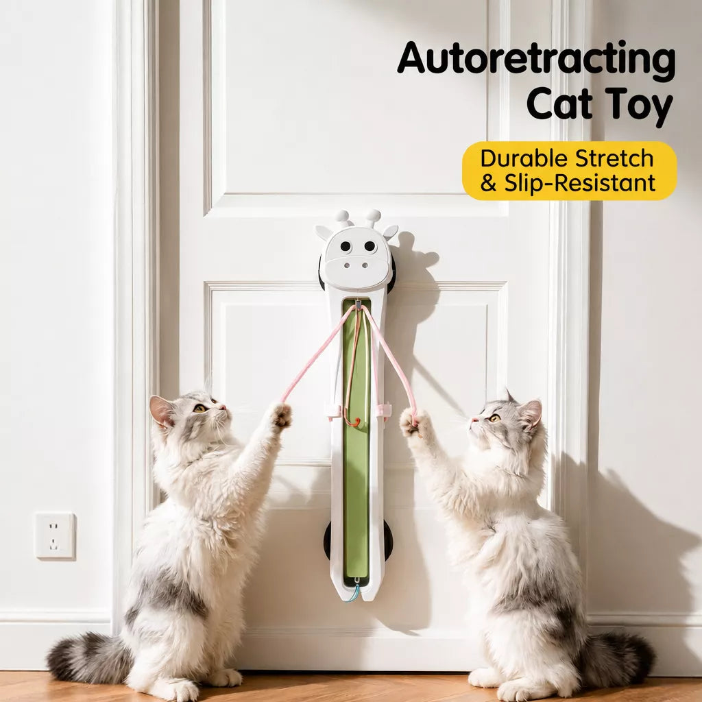 Automatic Wall-Mounted Cat Teaser Toy with Interactive Rope