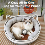 Enclosed Cat Bed with Scratching Pad and Removable Cushion