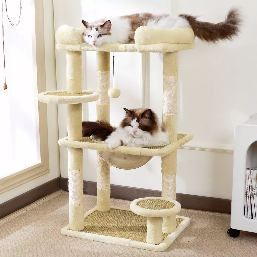 Space-Themed Cat Tree with Hideaway and Perch