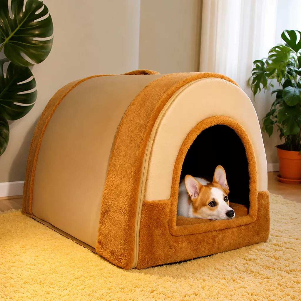 Enclosed Washable Pet House Bed