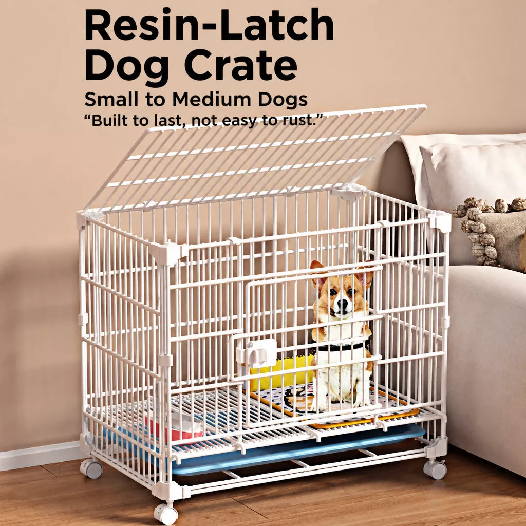 Reinforced Stackable Indoor Dog Crate with Toilet Tray