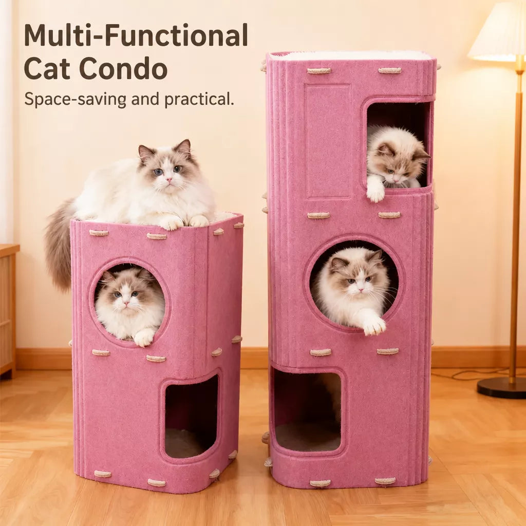 4-Tier Cat Tree with Enclosed House and Scratching Board