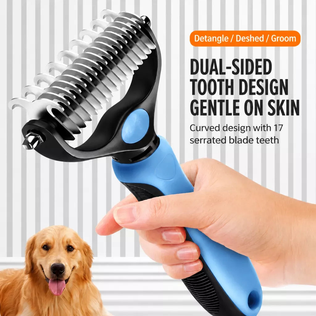 Double-Sided Dematting & Grooming Brush for Dogs and Cats