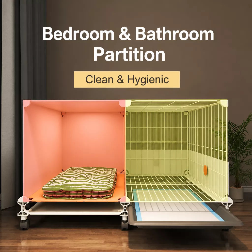 Small Dog Crate with Separate Rest and Potty Areas