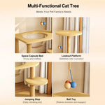 Cat Tree with Enclosed Cat House and Scratching Board