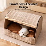Enclosed Dog Bed with House-Style Design