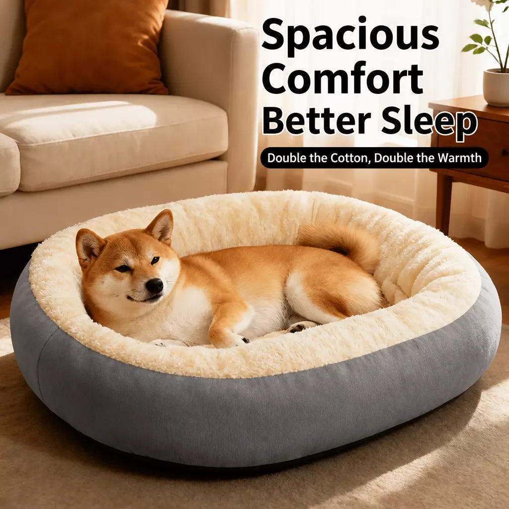 Dog & Cat Bed with Cushioned Base — All-Season & Winter Styles