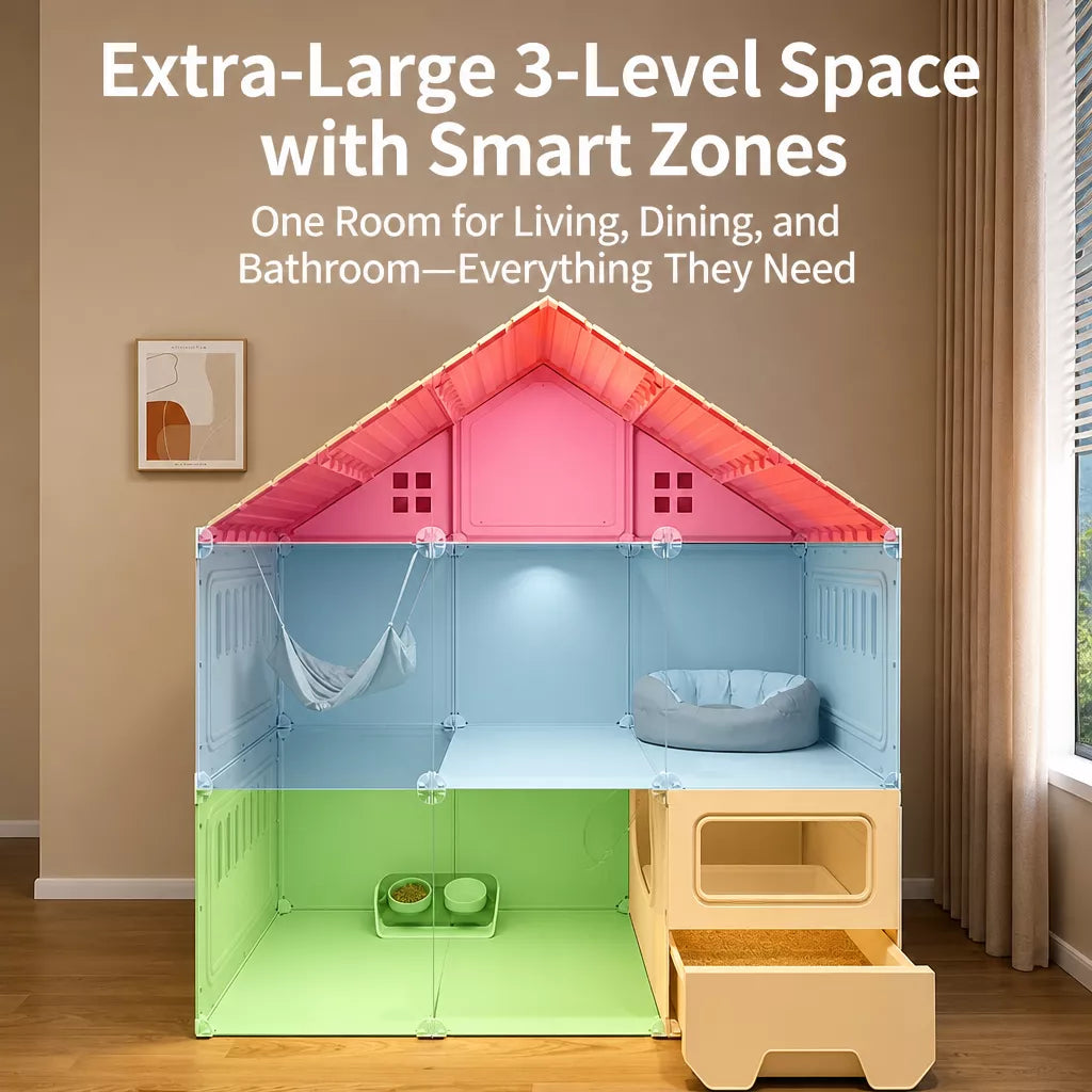 Multi-Level Covered Cat Condo for Cats