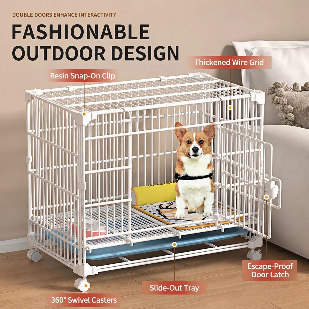 Reinforced Stackable Indoor Dog Crate with Toilet Tray