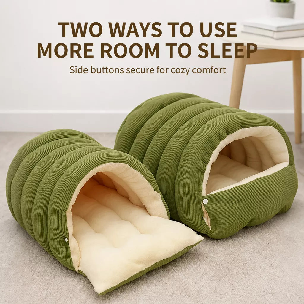 Semi-Enclosed Washable Pet Bed for Cats and Dogs