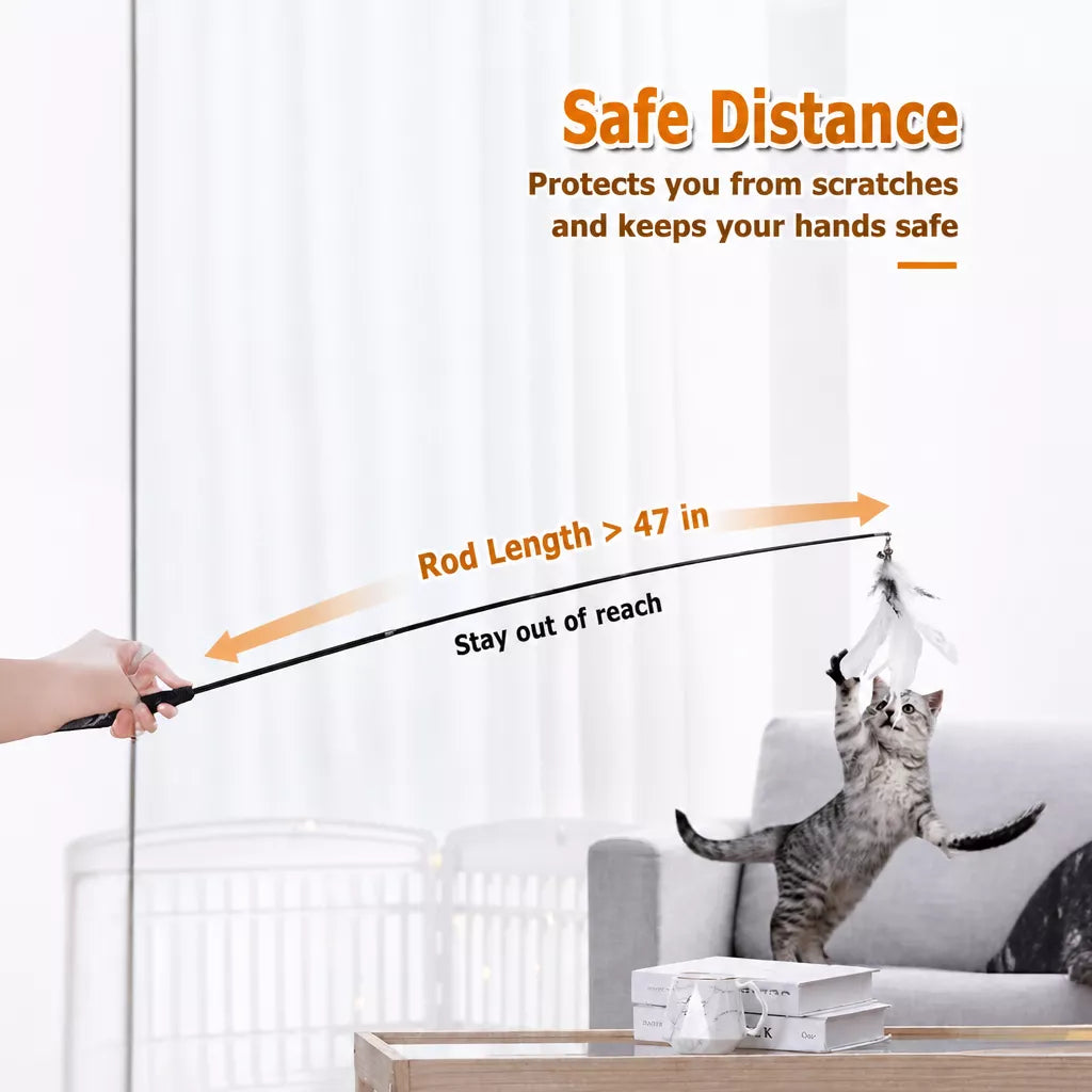 Cat Wand Toy with Feather Replacement Heads