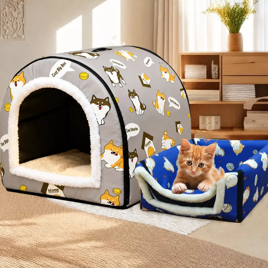 Waterproof Semi-Enclosed Dog & Cat Bed with Removable, Washable Design