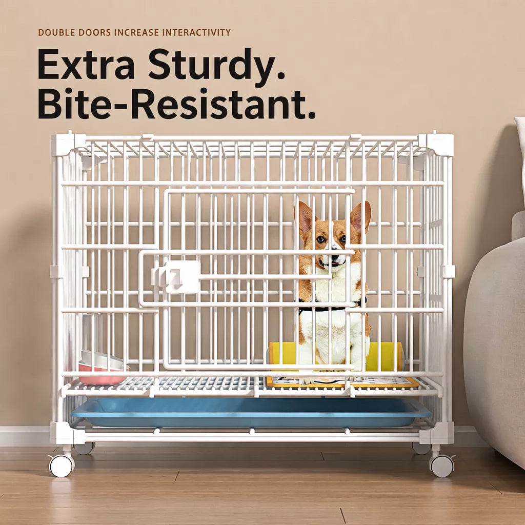 Reinforced Stackable Indoor Dog Crate with Toilet Tray