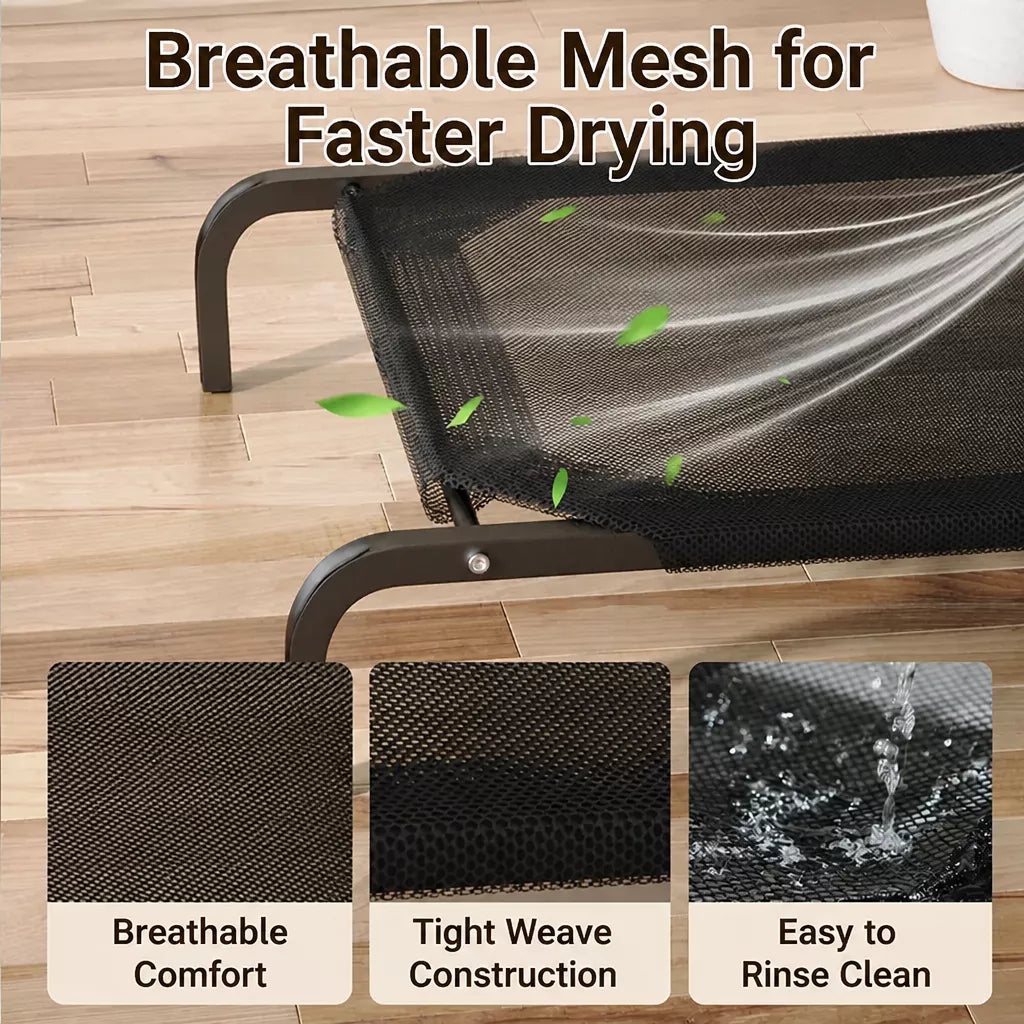 Elevated Dog Cot with Nylon Mesh and Iron Frame