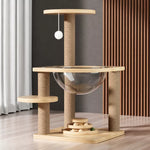 Space Pod Cat Tree with Scratching Post and Play Wheel