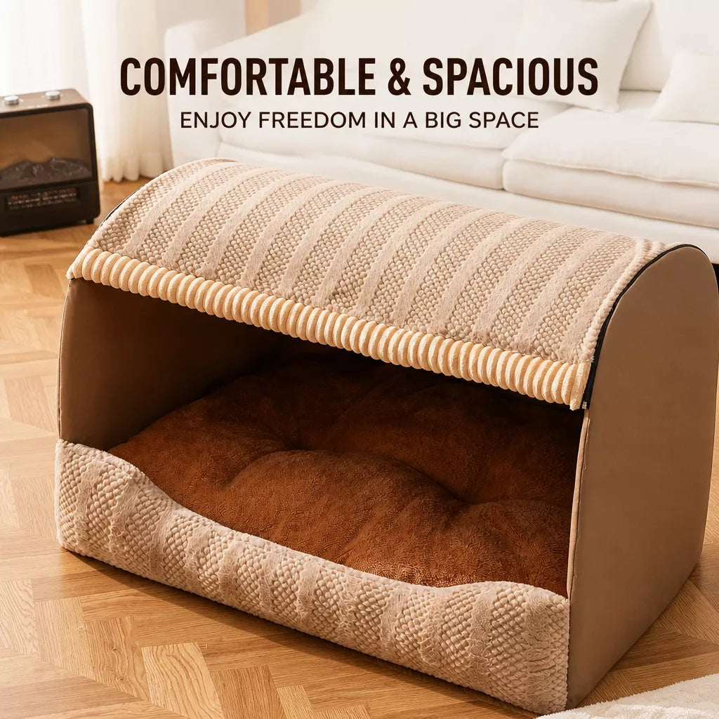 Enclosed Pet Bed with Removable, Washable Cover