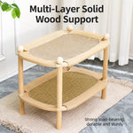 Two-Tier Wooden Cat Bed with Sisal Scratching Mat