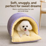 Semi-Enclosed Washable Pet Bed for Cats and Dogs