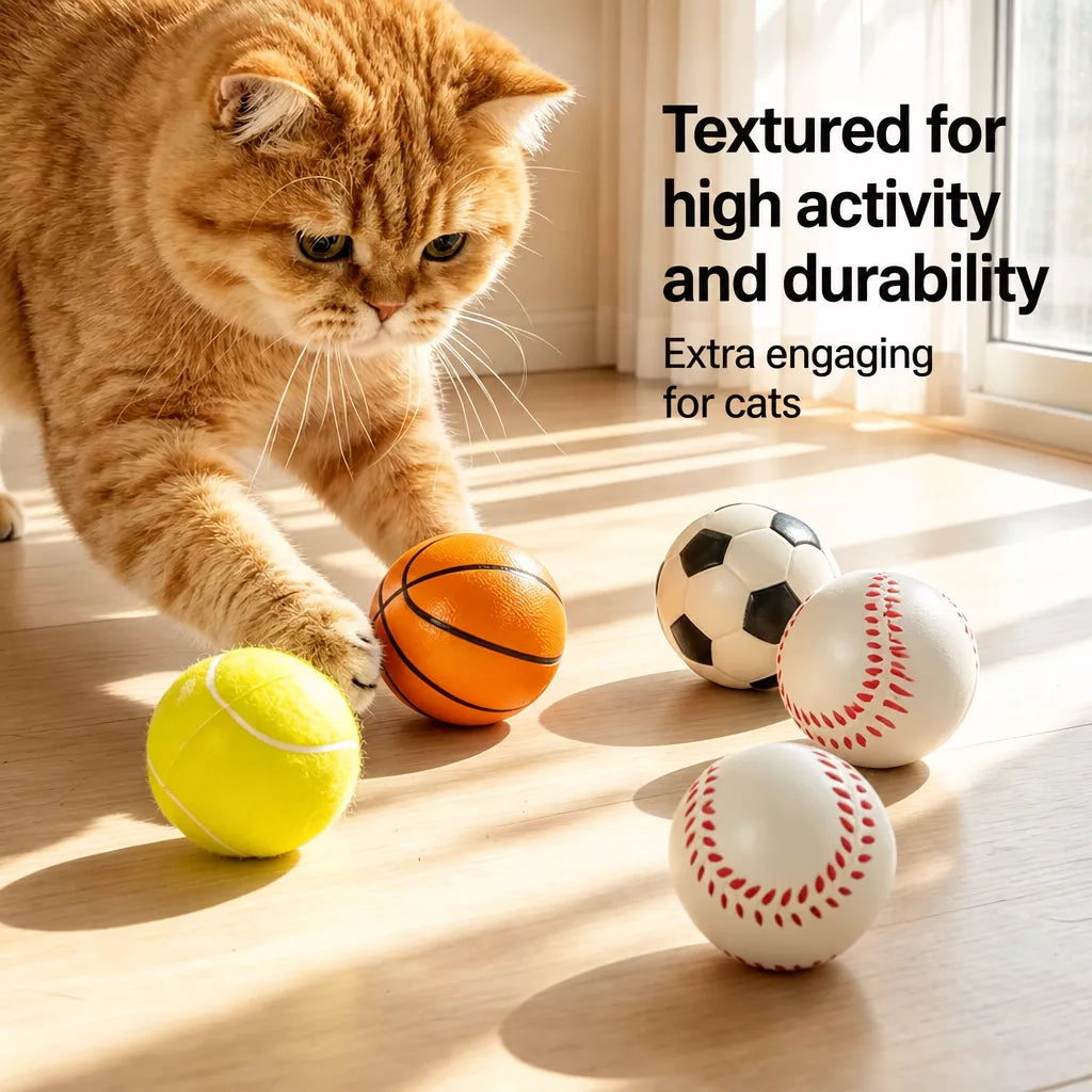 Cat Sports Ball Toys, 6 cm Latex Balls for Playtime