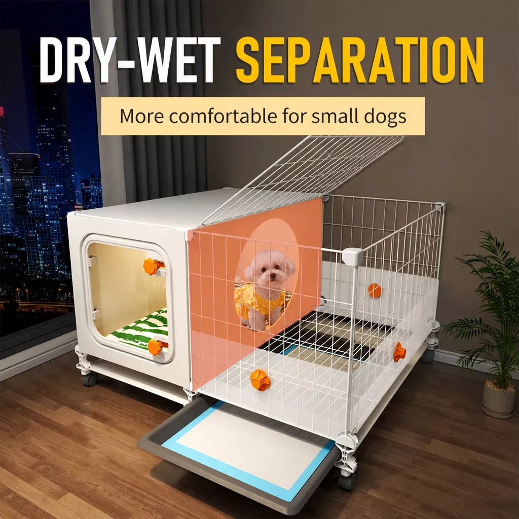 Small Dog Crate with Separate Rest and Potty Areas