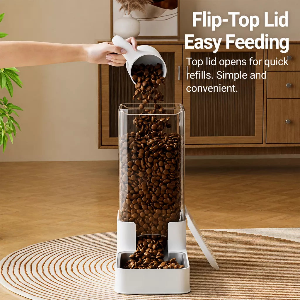 Automatic Pet Feeder & Water Dispenser with Dual Bowls