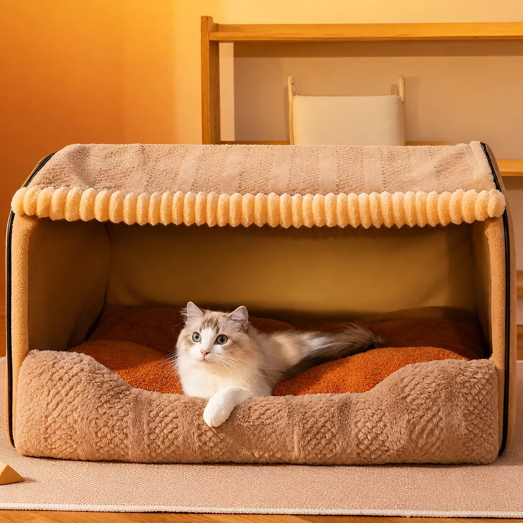 Enclosed Pet Bed with Removable, Washable Cover