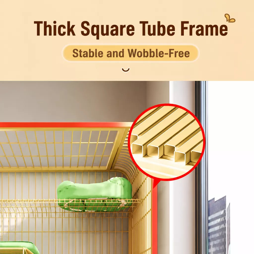 Large Multi-Tier Indoor Cat Enclosure with Litter Box