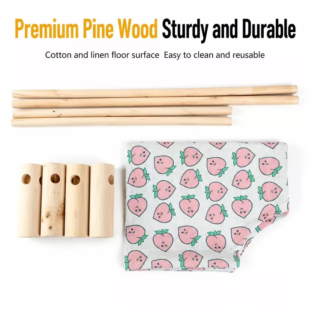 Elevated Cat & Small Pet Bed with Solid Wood Frame
